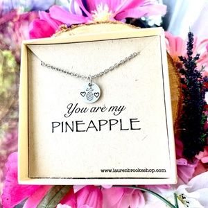 Pineapple Gift - Sister Gift -Card/Disc Necklace Box -  Hand Stamped Neckla…